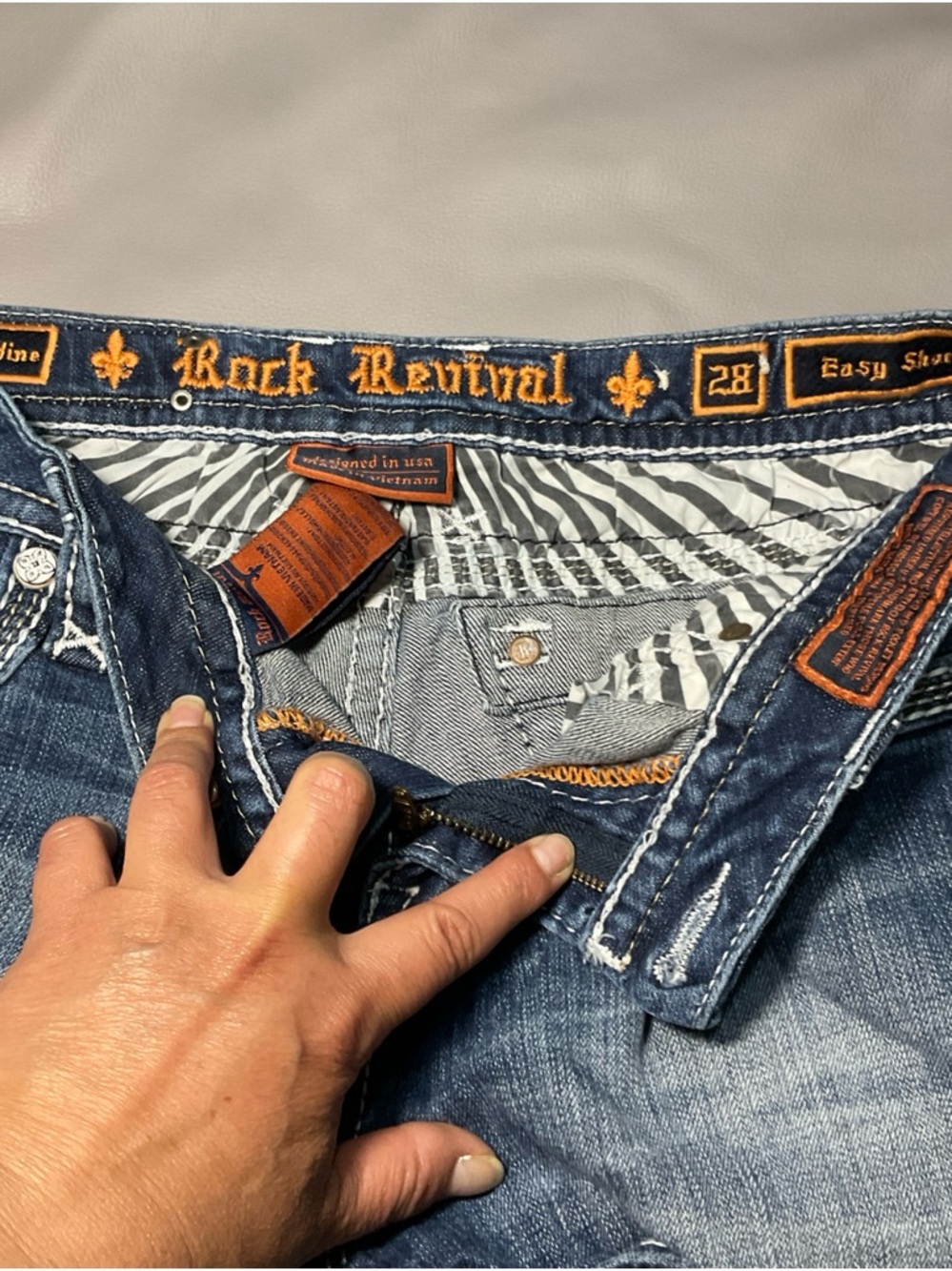 Rock Revival Women's Distressed Blue Jean Shorts with Embroidered Pockets - Picture 3 of 10